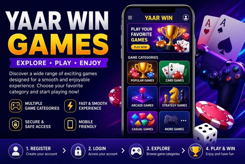 YaarWin game categories - popular, card, arcade, strategy
